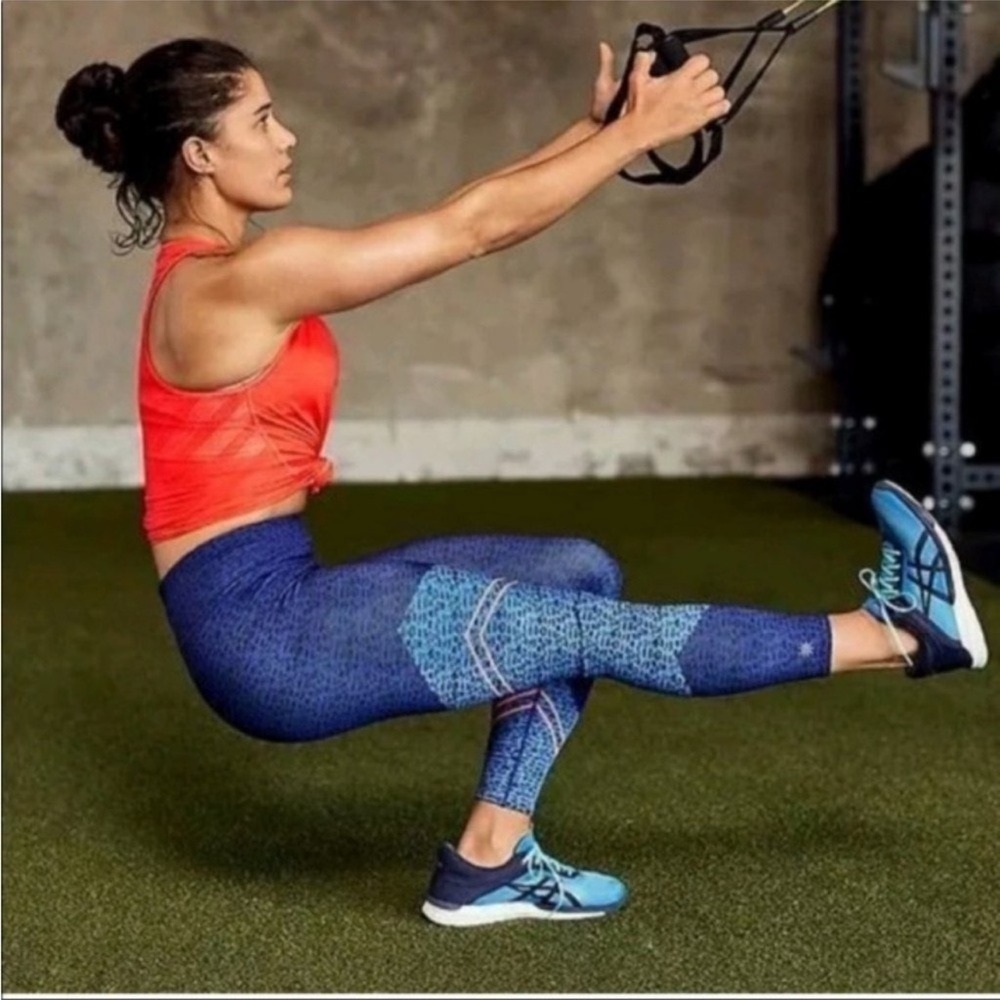Athleta Purple Blue Leopard Print Colorblock Leggings S Athletic Gym Workout